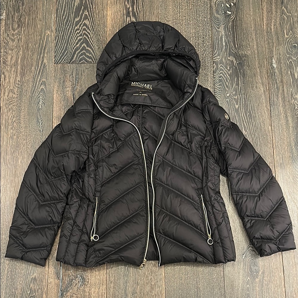 Michael Kors Black Puffer Jacket with Hood